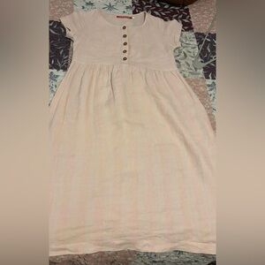 Light Pink Midi Linen Button Front Dress Pyne and Smith